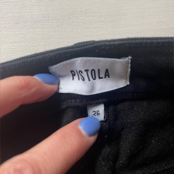 PISTOLA TEAGAN JEANS High Rise Vented Straight SZ 26 Black, Dark Vinyl $148 - Picture 6 of 7